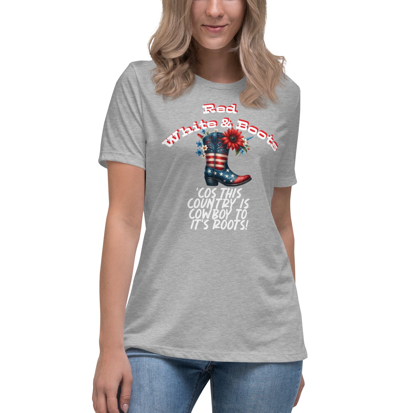 Red White & Boots - Women's Relaxed T-Shirt