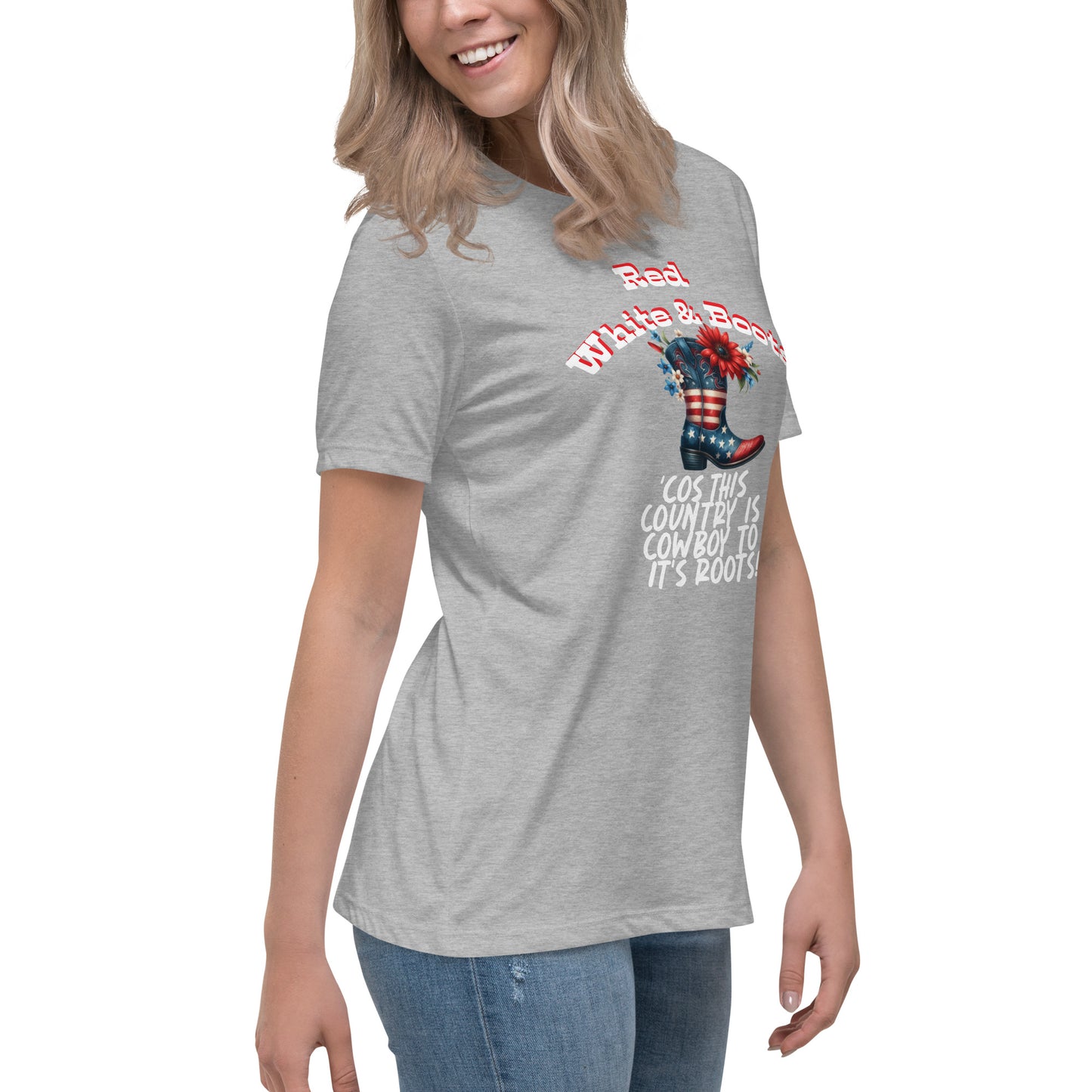 Red White & Boots - Women's Relaxed T-Shirt