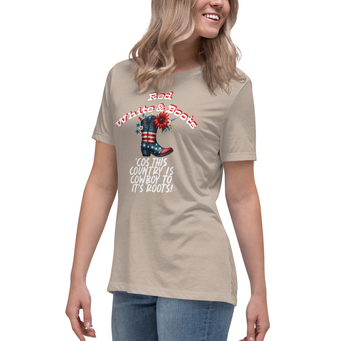 Red White & Boots - Women's Relaxed T-Shirt