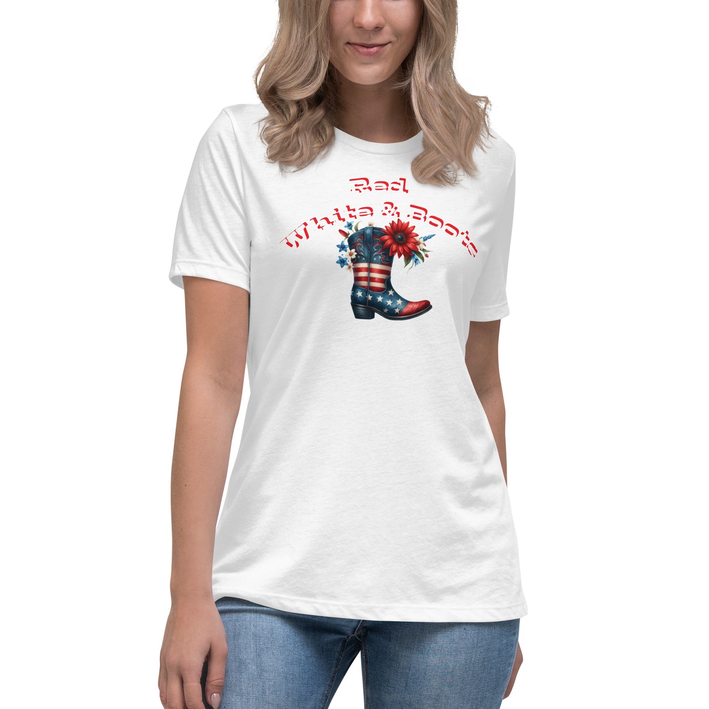 Red White & Boots - Women's Relaxed T-Shirt