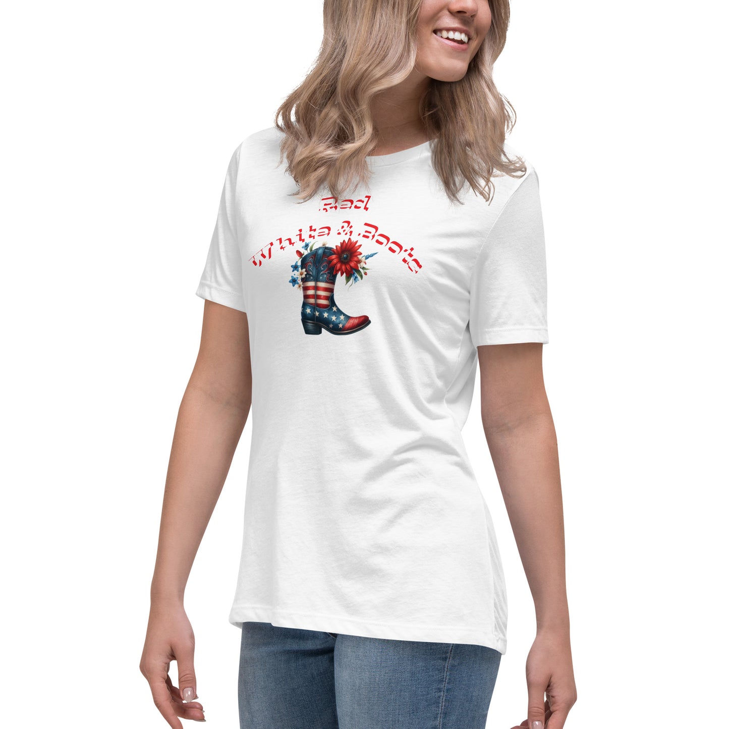 Red White & Boots - Women's Relaxed T-Shirt